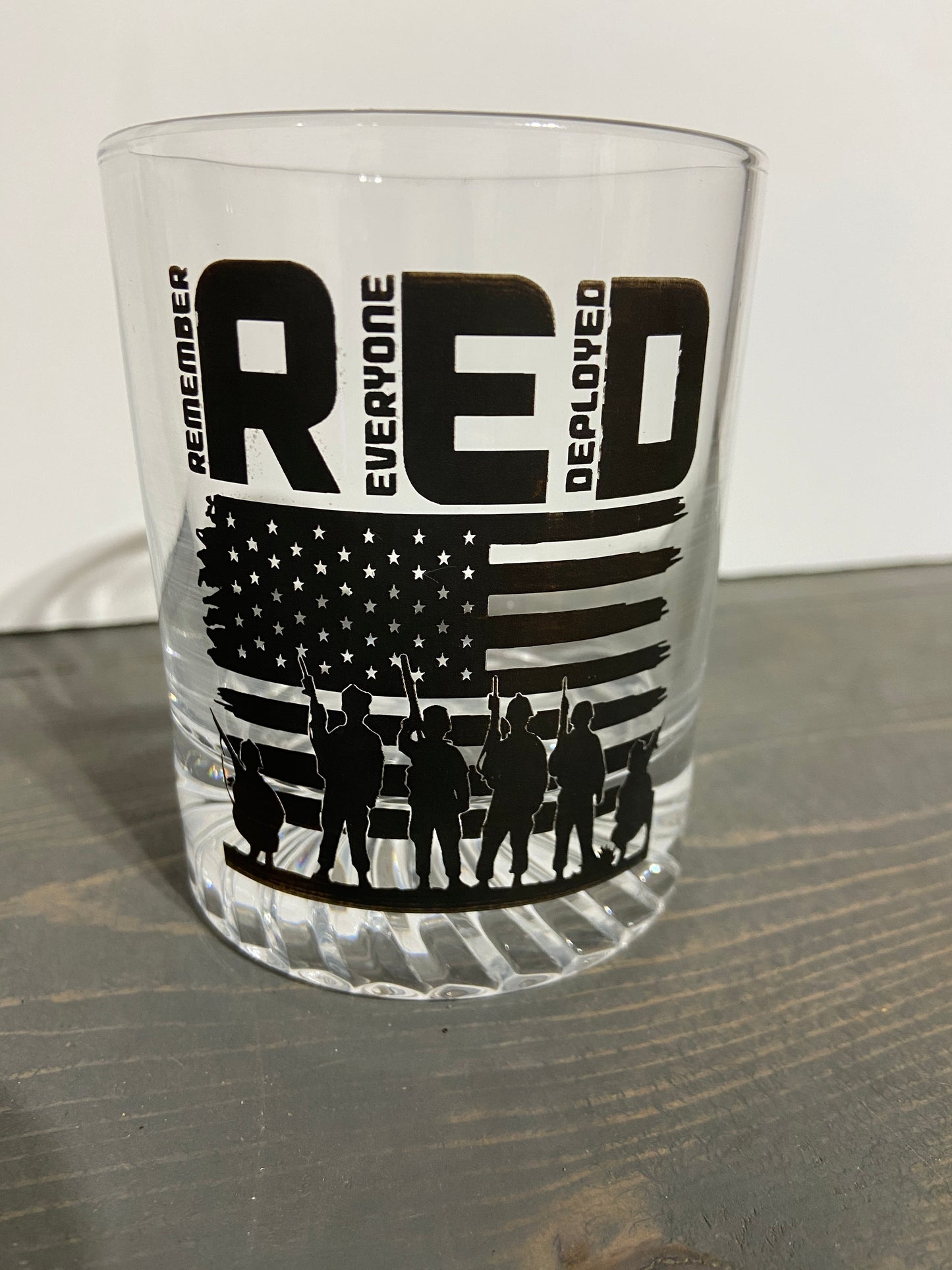 R.E.D. Remember Everyone Deployed Whiskey Glass